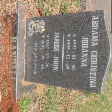 RANDALL James John 1917-2004 :: RANDALL Abrama Christina Johanna 1952-1995