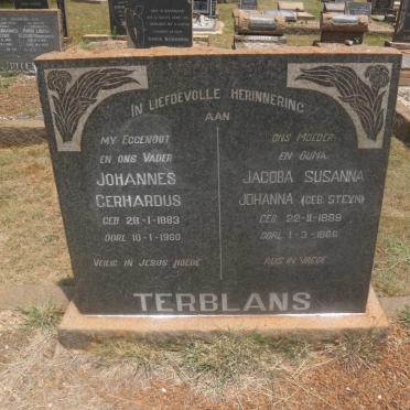 TERBLANS Johannes Gerhardus 1883-1960 &amp; Jacoba Susanna Johanna STEYN 1889-1966