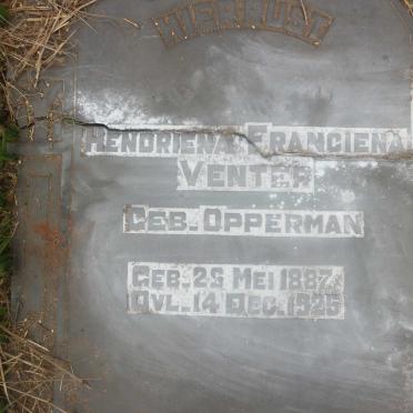 VENTER Hendriena Franciena nee OPPERMAN 1887-1925