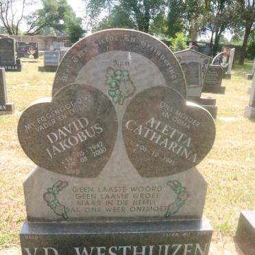 WESTHUIZEN David Jacobus, v.d. 1942-2000 &amp; Aletta Catharina 1945-