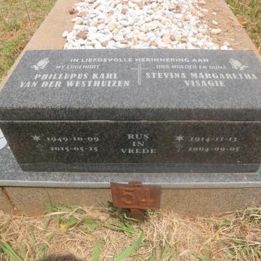 WESTHUIZEN Phillupus Karl, van der 1949-2015 :: VISAGIE Stevina Margaretha 1914-2004