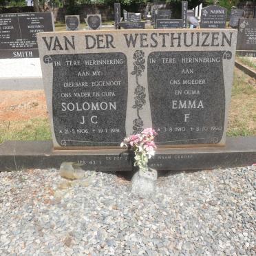 WESTHUIZEN Solomon J.C., van der 1906-1981 &amp; Emma F. 1910-1990