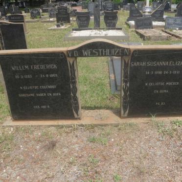 WESTHUIZEN Willem Frederick, v.d. 1893-1969 &amp; Sarah Susanna Elizabeth 1896-1971