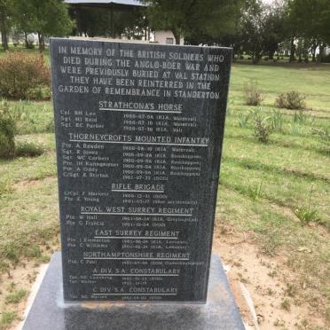 Mpumalanga, STANDERTON district, Val, British Anglo Boer War memorial