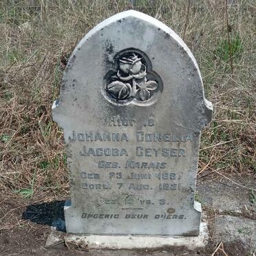 GEYSER Johanna Conelia Jacoba nee MARAIS 1897-1921