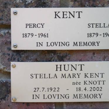 KENT Percy 1879-1961 &amp; Stella 1879 -1963 :: HUNT Stella Mary KENT nee KNOTT 1922-2002