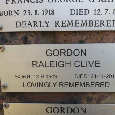 GORDON Raleigh Clive 1949-2010