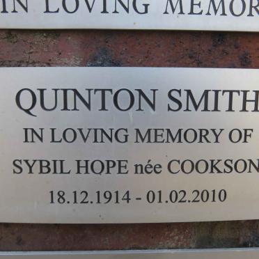 SMITH Sybil Hope nee COOKSON, QUINTON 1914-2010