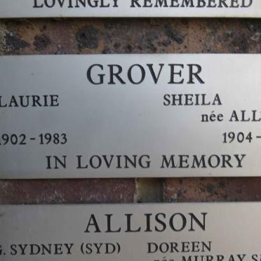 GROVER Laurie 1902-1983 &amp; Sheila ALLISON 1904-1971