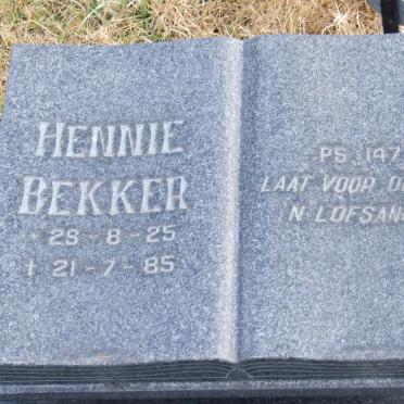 BEKKER Hennie 1925-1985
