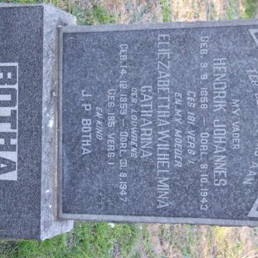 BOTHA Hendrik Johannes 1858-1943 &amp; Elizabettha Wilhelmina Catharina LOUWRENS 1859-1947 :: BOTHA J.P.