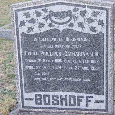 BOSHOFF Evert Phillipus 1886-1974 &amp; Catharina J.M. 1882-1952
