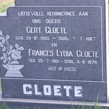 CLOETE Gert 1900-1967 &amp; Frances Lydia 1901-1974