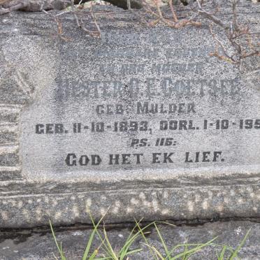 COETSEE Hester C.E. nee MULDER 1893-1958