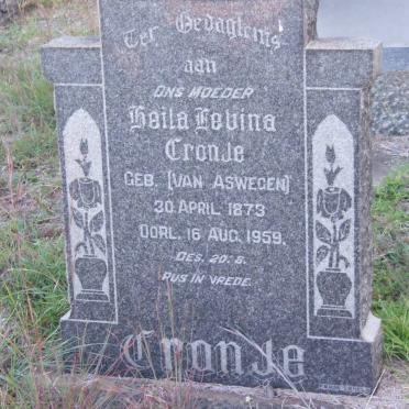 CRONJE Heila Levina nee VAN ASWEGEN 1873-1959
