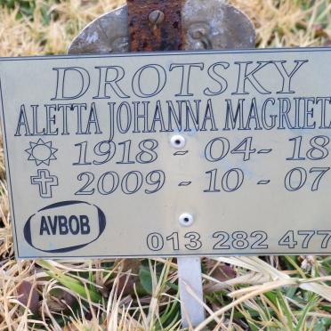 DROTSKY Aletta Johanna Magrieta 1918-2009