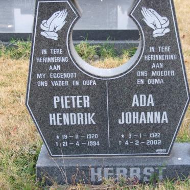 HERBST Pieter Hendrik 1920-1994 &amp; Ada Johanna 1922-2002