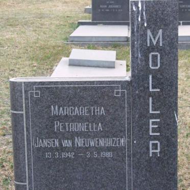 MOLLER Margaretha Petronella nee JANSEN VAN NIEUWENHUIZEN 1942-1980
