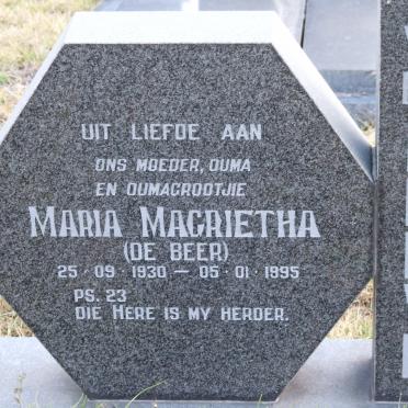 MERWE Maria Magrietha, van der nee DE BEER 1930-1995