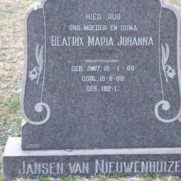 NIEUWENHUIZEN Beatrix Maria Johanna, Jansen van nee SMIT 1886-1969