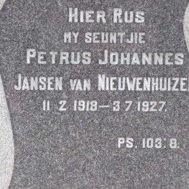 NIEUWENHUIZEN Petrus Johannes, Jansen van 1918-1927