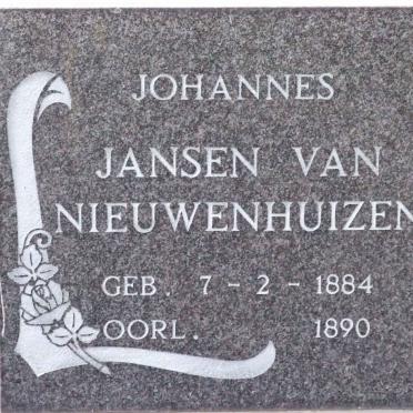 NIEUWENHUIZEN Johannes, Jansen van  1884-1890