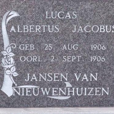 NIEUWENHUIZEN Lucas Albertus Jacobus, Jansen van 1906-1906