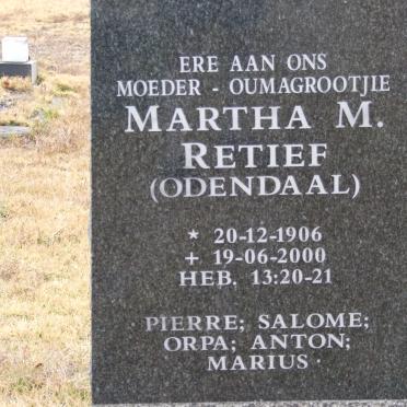 RETIEF Martha M. nee ODENDAAL 1906-2000