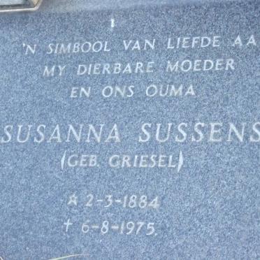 SUSSENS Susanna nee GRIESEL 1884-1975