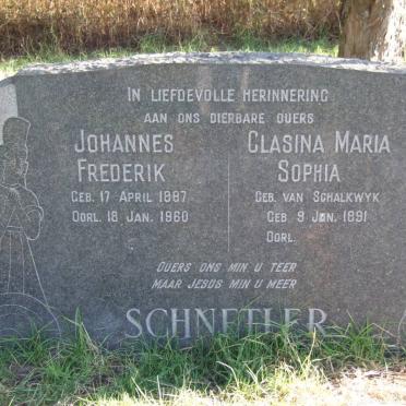 SCHNETLER Johannes Frederik 1887-1960 &amp; Clasina Maria Sophia van SCHALKWYK 1891-