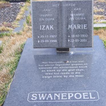 SWANEPOEL Izak 1927-1998 &amp; Marie 1932-2001 