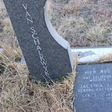 SCHALKWYK Jacoba J.C., van nee PRETORIUS 1870-1959
