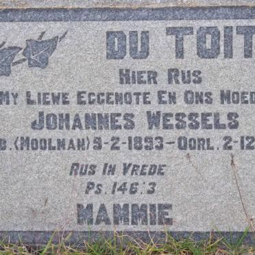 TOIT Johannes Wessels, du nee MOOLMAN 1893-1954