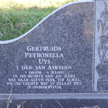 UYS Gertruida Petronella nee van ASWEGEN 1910-1991