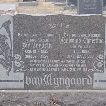 WYNGAARD Jan Fredrik, van 1895-1954 &amp; Jacomina Christina POTGIETER 1896-1966