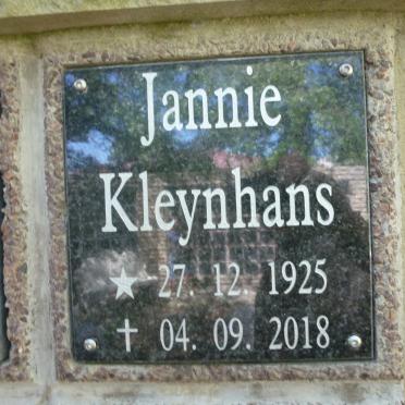 KLEYNHANS Jannie 1925-2018