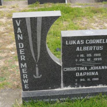 MERWE Lukas Cornelius Albertus, van der 1916-1995 &amp; Christina Johanna Daphina 1916-