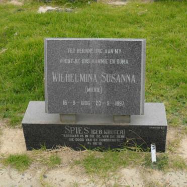SPIES Wilhelmina Susanna nee KRUGER 1906-1997