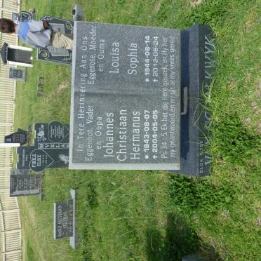 SCHALKWYK Johannes Christiaan Hermanus, van 1943-2004 &amp; Louisa Sophia 1944-2012