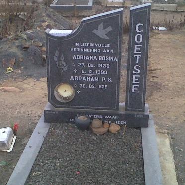 COETSEE Abraham P.S. 1935- &amp; Adriana Rosina 1938-1993