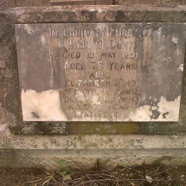DENT William -1921 &amp; Elizabeth -1925