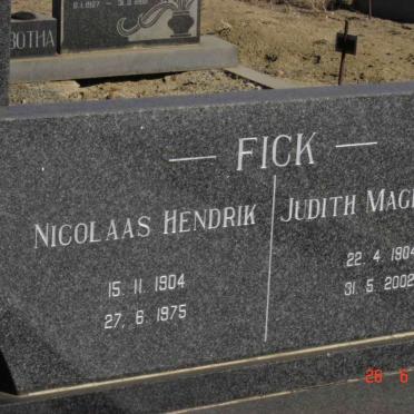 FICK Nicolaas Hendrik 1904-1975 &amp; Judith Magdalena 1904-2002