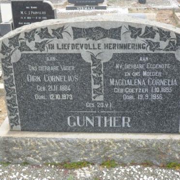 GUNTER Dirk Cornelius 1884-1973 &amp; Magdalena Cornelia COETZER 1895-1956