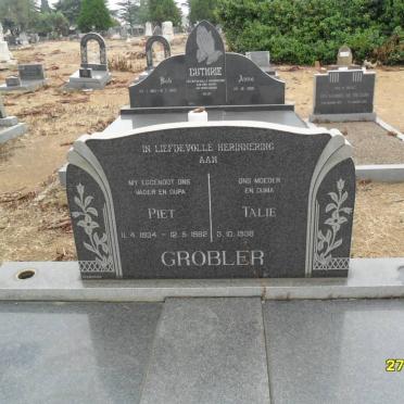 GROBLER Piet 1934-1982 &amp; Talie 1938-