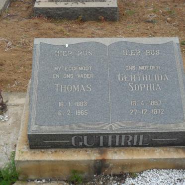 GUTHRIE Thomas 1883-1965 &amp; Gertruida Sophia 1887-1972