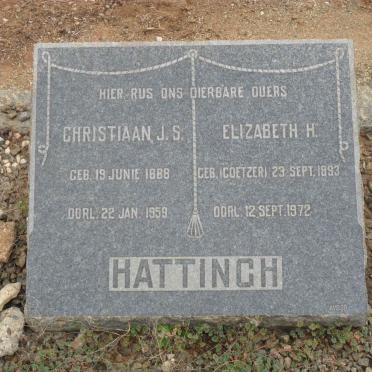 HATTINGH Christiaan J.S. 1888-1959 &amp; Elizabeth H. COETZER 1893-1972