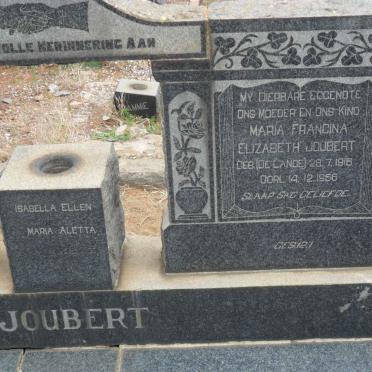 JOUBERT Marie Francina Elizabeth nee DE LANGE 1916-1956