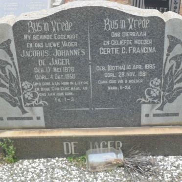 JAGER Jacobus Johannes, de 1876-1956 &amp; Gertie C. Francina BOTHA 1885-1961