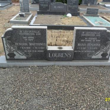 LOURENS Hendrik Marthinus 1908-1984 &amp; Maria Hendrina 1917-1979