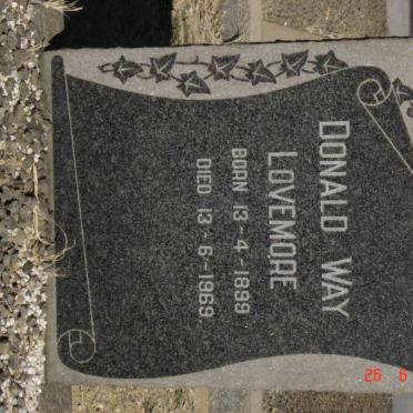 LOVEMORE Donald Way 1899-1969